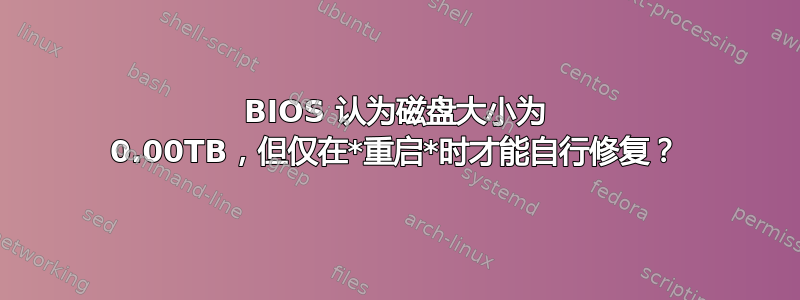 BIOS 认为磁盘大小为 0.00TB，但仅在*重启*时才能自行修复？