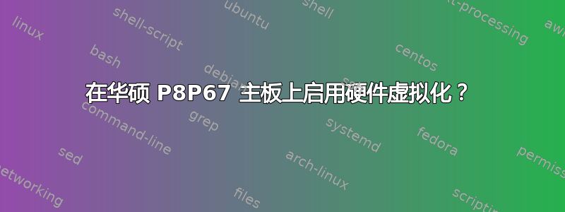 在华硕 P8P67 主板上启用硬件虚拟化？