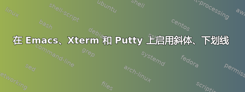 在 Emacs、Xterm 和 Putty 上启用斜体、下划线