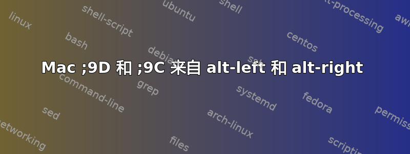 Mac ;9D 和 ;9C 来自 alt-left 和 alt-right