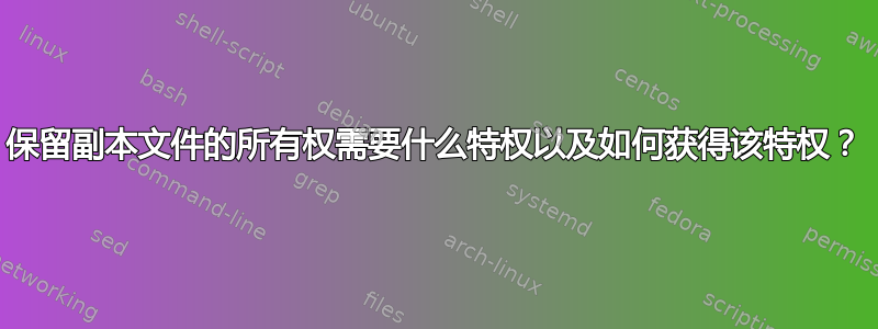 保留副本文件的所有权需要什么特权以及如何获得该特权？