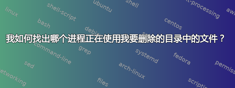 我如何找出哪个进程正在使用我要删除的目录中的文件？