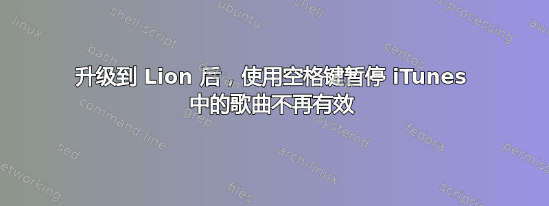 升级到 Lion 后，使用空格键暂停 iTunes 中的歌曲不再有效