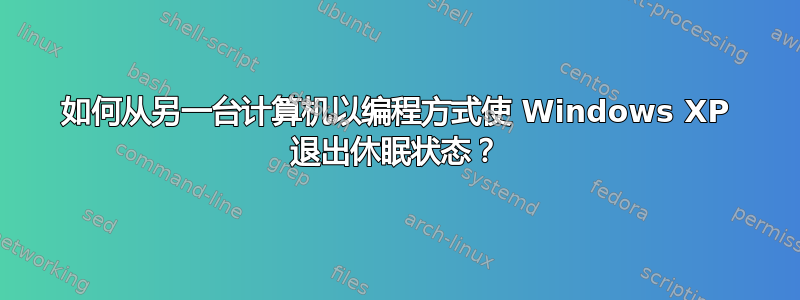 如何从另一台计算机以编程方式使 Windows XP 退出休眠状态？