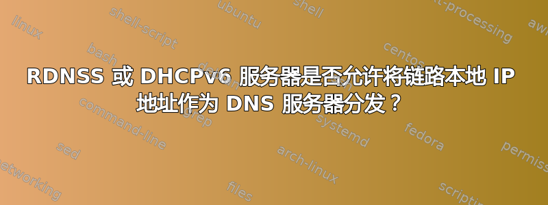 RDNSS 或 DHCPv6 服务器是否允许将链路本地 IP 地址作为 DNS 服务器分发？