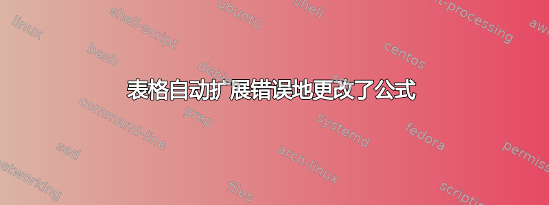 表格自动扩展错误地更改了公式