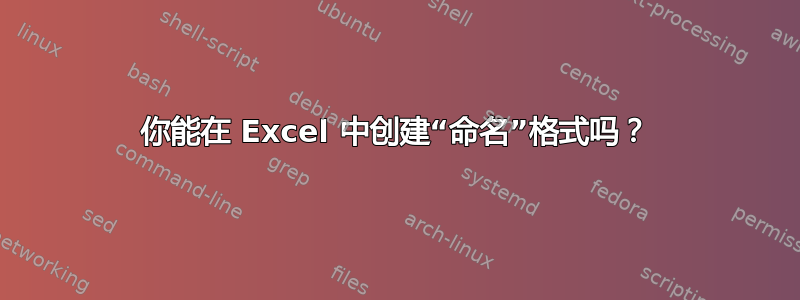 你能在 Excel 中创建“命名”格式吗？