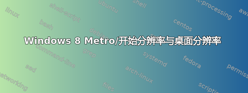 Windows 8 Metro/开始分辨率与桌面分辨率