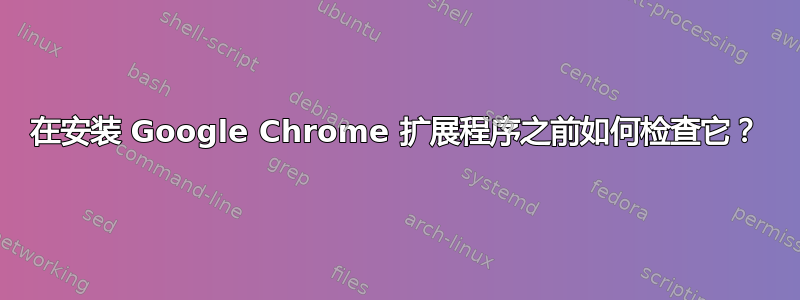 在安装 Google Chrome 扩展程序之前如何检查它？