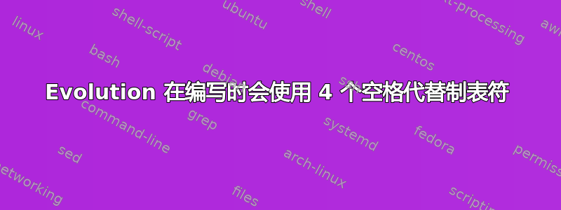 Evolution 在编写时会使用 4 个空格代替制表符