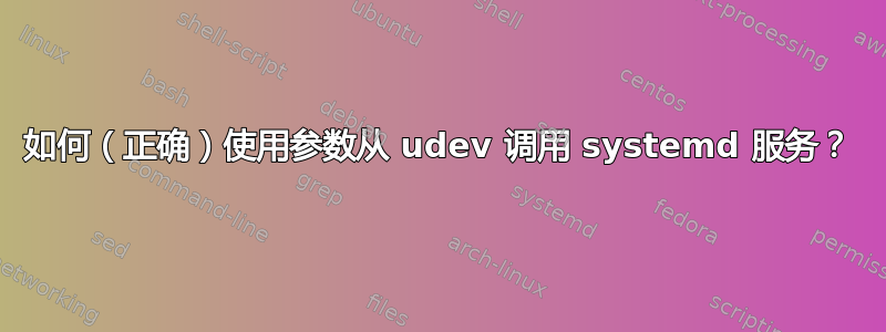 如何（正确）使用参数从 udev 调用 systemd 服务？