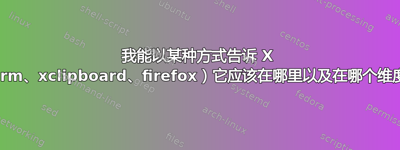 我能以某种方式告诉 X 程序（xterm、xclipboard、firefox）它应该在哪里以及在哪个维度启动吗？