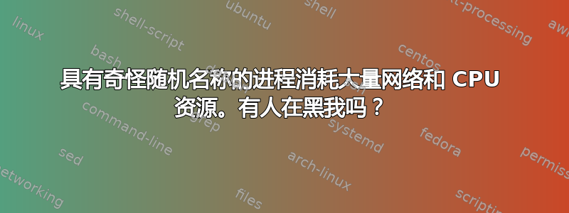 具有奇怪随机名称的进程消耗大量网络和 CPU 资源。有人在黑我吗？