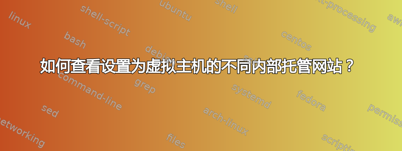 如何查看设置为虚拟主机的不同内部托管网站？