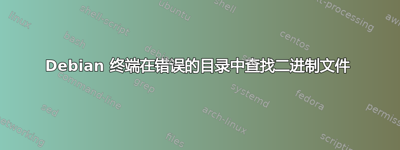 Debian 终端在错误的目录中查找二进制文件