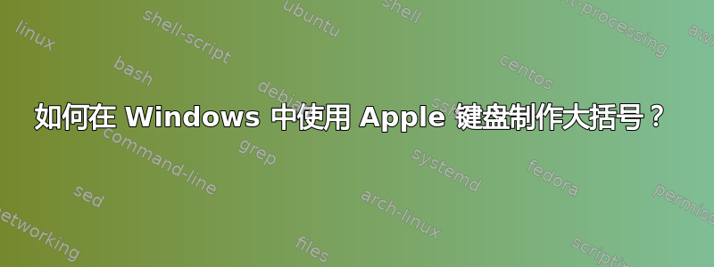 如何在 Windows 中使用 Apple 键盘制作大括号？