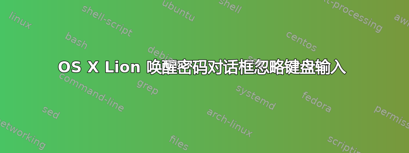 OS X Lion 唤醒密码对话框忽略键盘输入