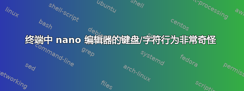 终端中 nano 编辑器的键盘/字符行为非常奇怪