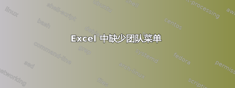 Excel 中缺少团队菜单