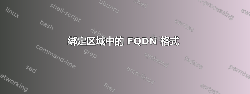 绑定区域中的 FQDN 格式