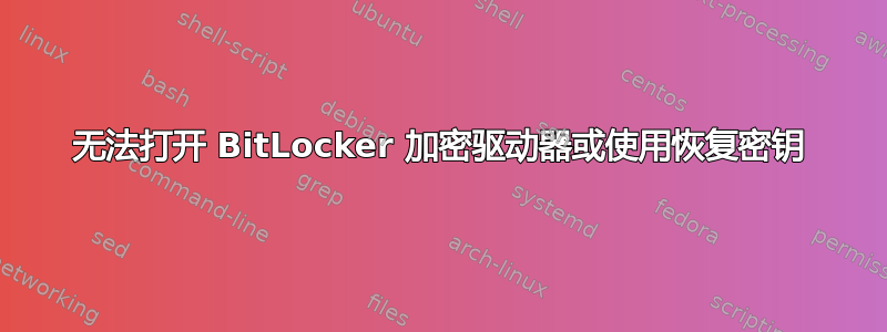 无法打开 BitLocker 加密驱动器或使用恢复密钥