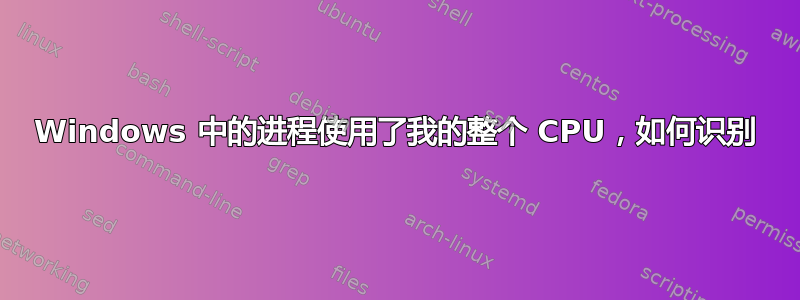 Windows 中的进程使用了​​我的整个 CPU，如何识别