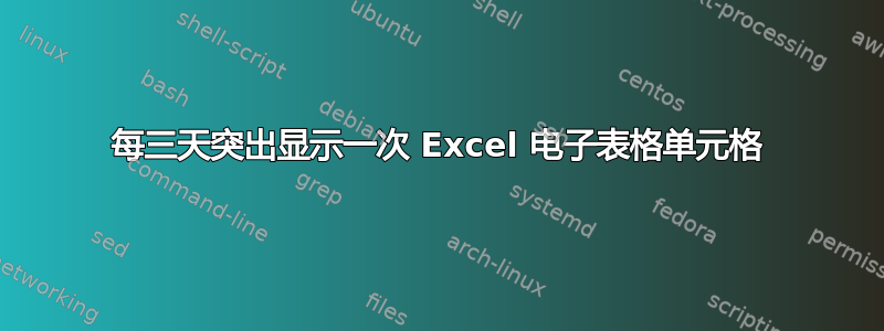 每三天突出显示一次 Excel 电子表格单元格