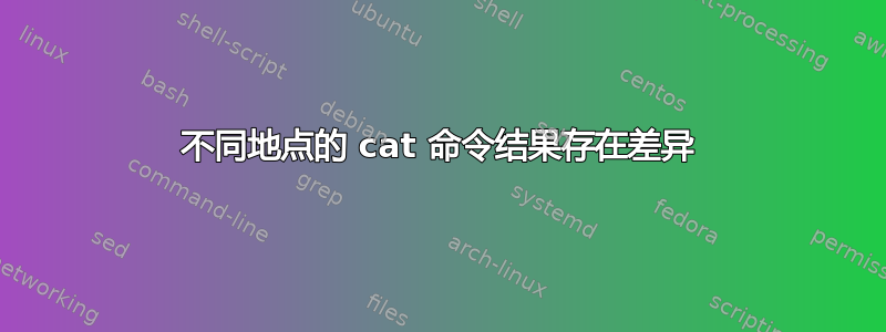 不同地点的 cat 命令结果存在差异