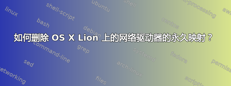 如何删除 OS X Lion 上的网络驱动器的永久映射？