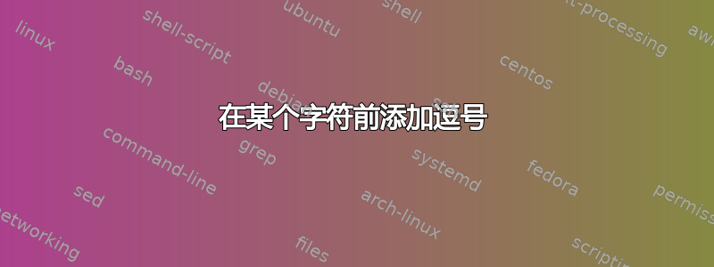 在某个字符前添加逗号