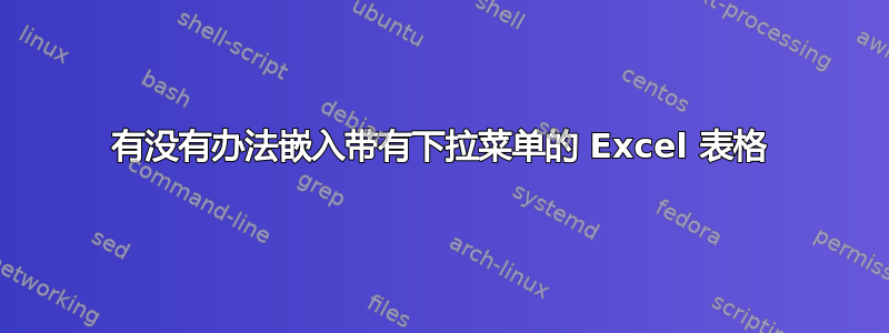 有没有办法嵌入带有下拉菜单的 Excel 表格