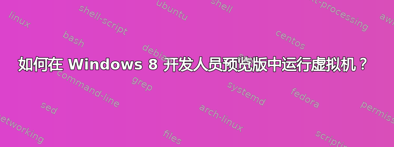 如何在 Windows 8 开发人员预览版中运行虚拟机？