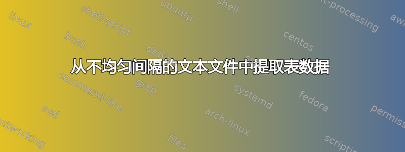 从不均匀间隔的文本文件中提取表数据