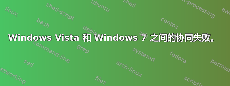 Windows Vista 和 Windows 7 之间的协同失败。