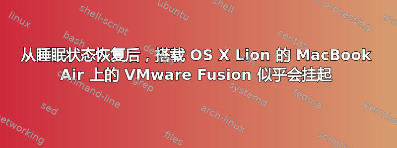 从睡眠状态恢复后，搭载 OS X Lion 的 MacBook Air 上的 VMware Fusion 似乎会挂起