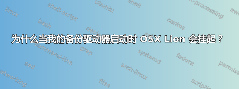 为什么当我的备份驱动器启动时 OSX Lion 会挂起？