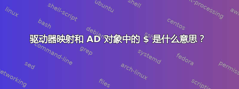 驱动器映射和 AD 对象中的 $ 是什么意思？