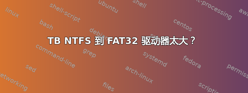 1TB NTFS 到 FAT32 驱动器太大？