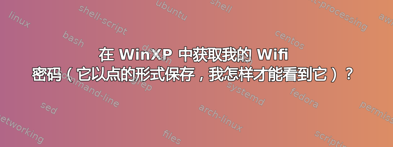 在 WinXP 中获取我的 Wifi 密码（它以点的形式保存，我怎样才能看到它）？