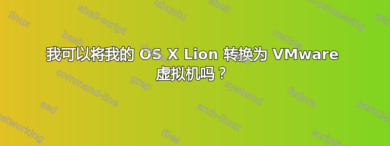 我可以将我的 OS X Lion 转换为 VMware 虚拟机吗？