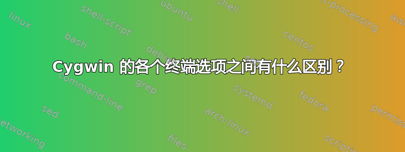 Cygwin 的各个终端选项之间有什么区别？