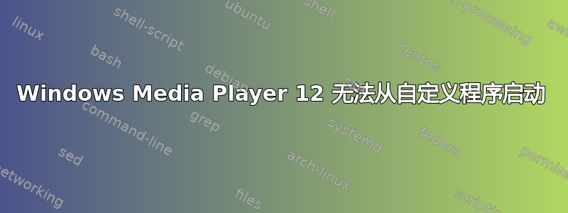 Windows Media Player 12 无法从自定义程序启动