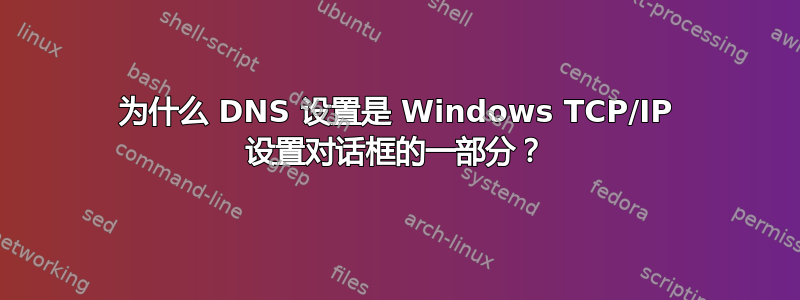 为什么 DNS 设置是 Windows TCP/IP 设置对话框的一部分？