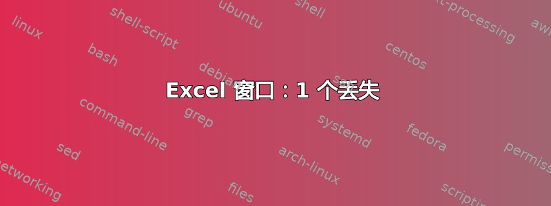 Excel 窗口：1 个丢失