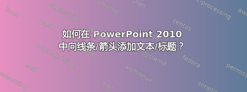 如何在 PowerPoint 2010 中向线条/箭头添加文本/标题？