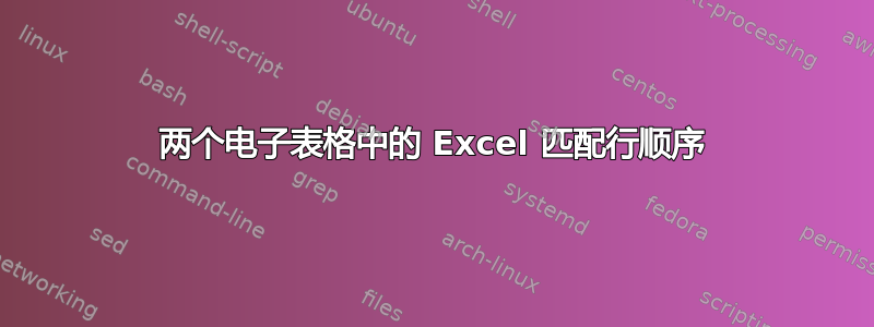 两个电子表格中的 Excel 匹配行顺序