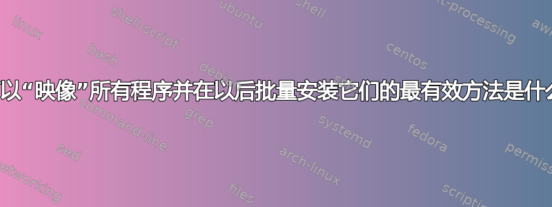 我可以“映像”所有程序并在以后批量安装它们的最有效方法是什么？