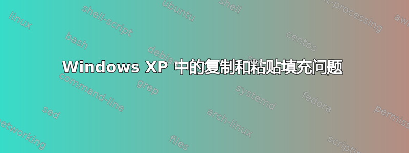 Windows XP 中的复制和粘贴填充问题