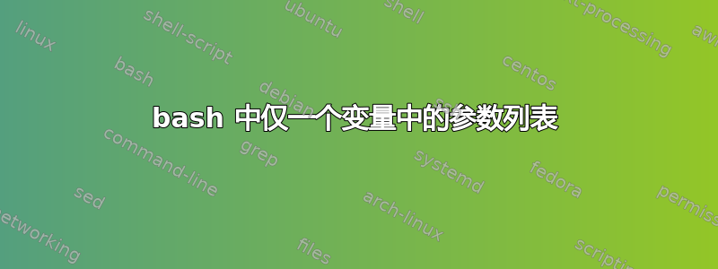 bash 中仅一个变量中的参数列表