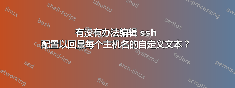 有没有办法编辑 ssh 配置以回显每个主机名的自定义文本？